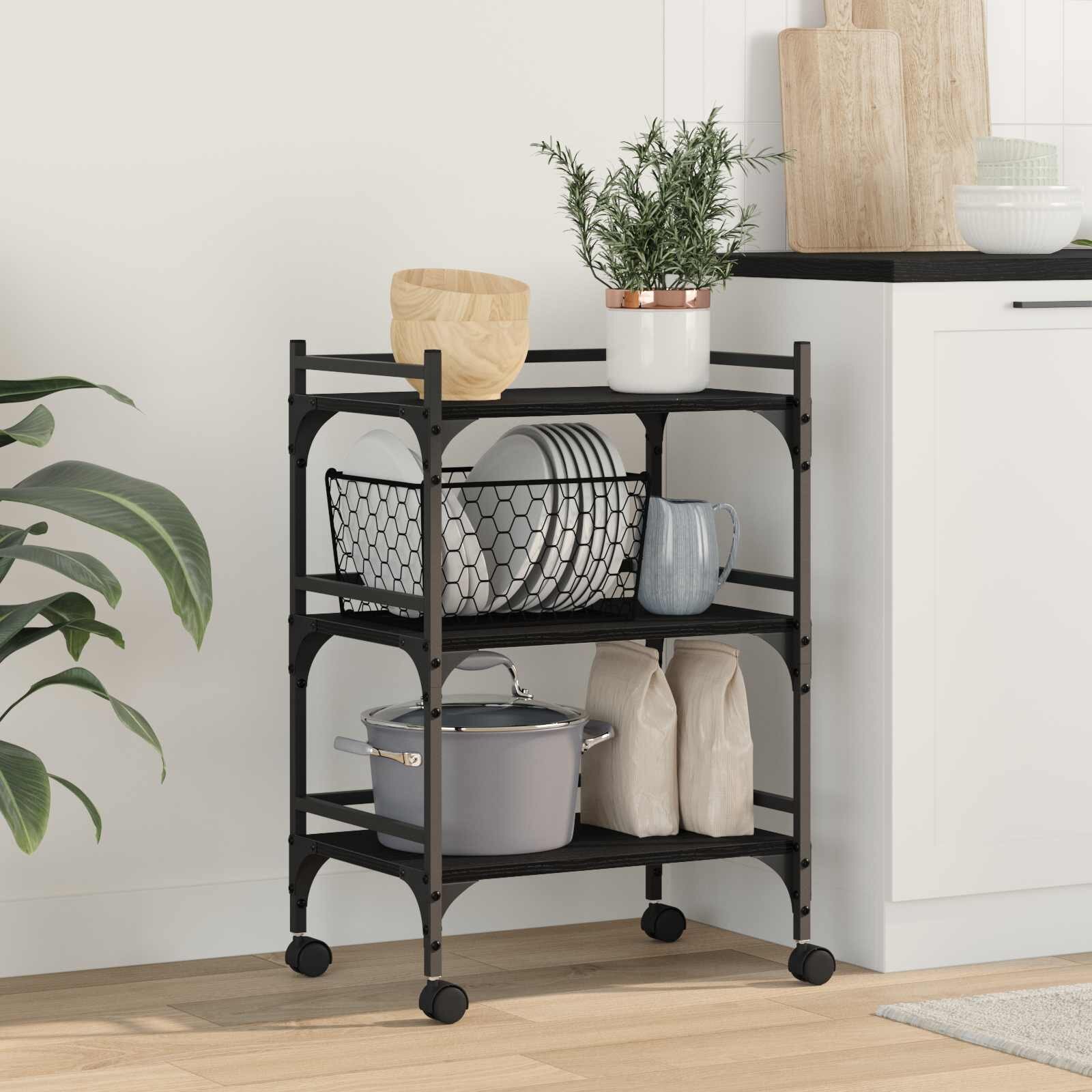 vidaXL Кухненска количка Черния дъб 50 x 35 x 75.5 см