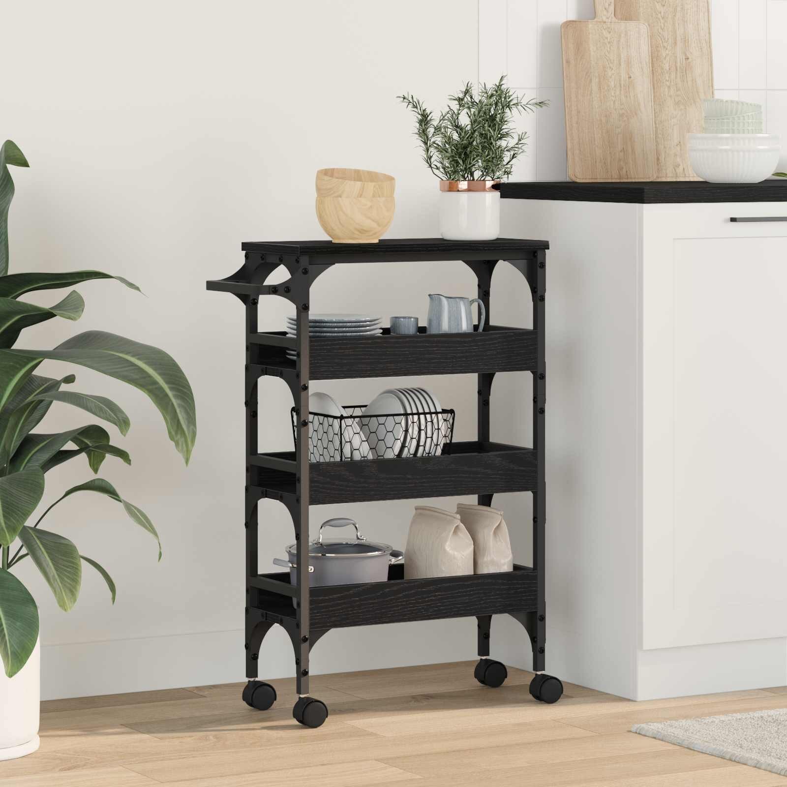 vidaXL Кухненска количка Черния дъб 53 x 20 x 76 см