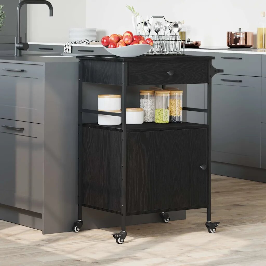 vidaXL Кухненска количка Черния дъб 56 x 43 x 895 см