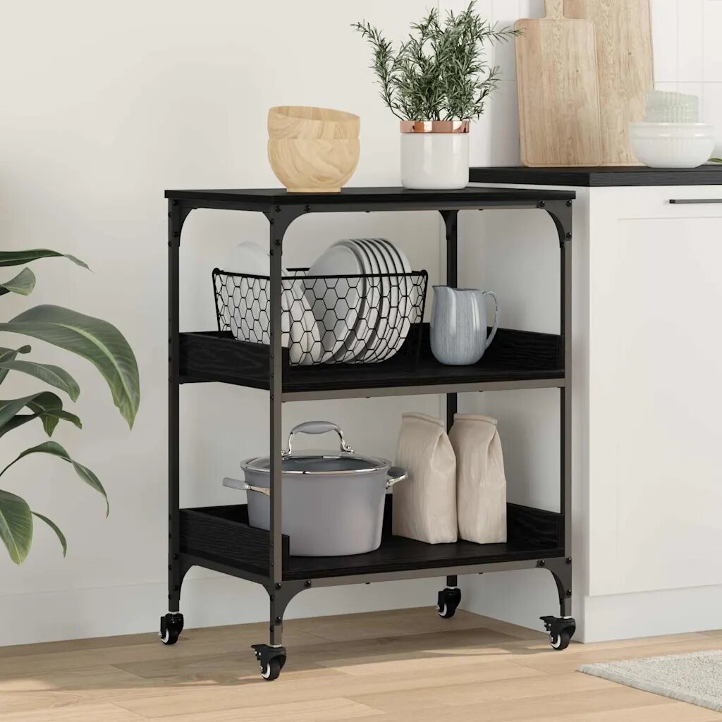 vidaXL Кухненска количка Черния дъб 60 x 41 x 80.5 см