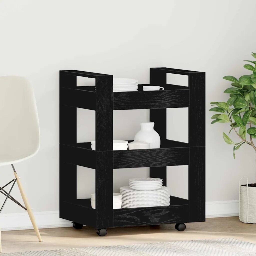 vidaXL Кухненска количка Черния дъб 60 x 45 x 80 см