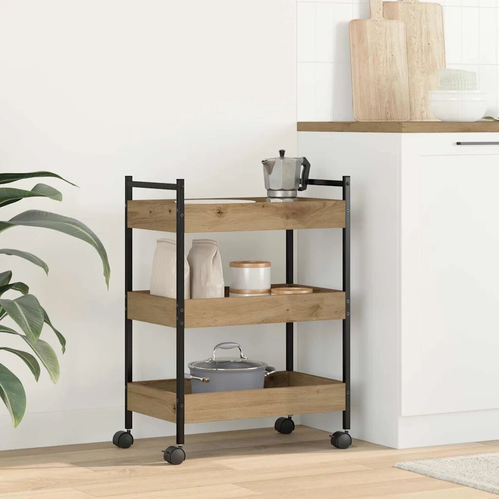vidaXL Кухненска количка Дъб 50 x 30 x 70 см Инженерна дървесина