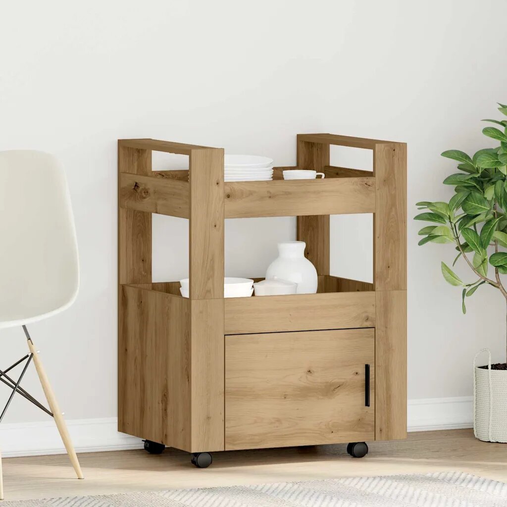 vidaXL Кухненска количка дъб артизан 60 x 45 x 80 см