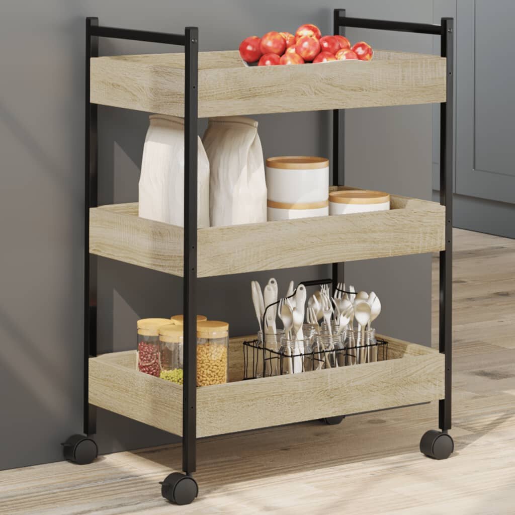 vidaXL Кухненска количка дъб сонома 50x30x70 см инженерно дърво