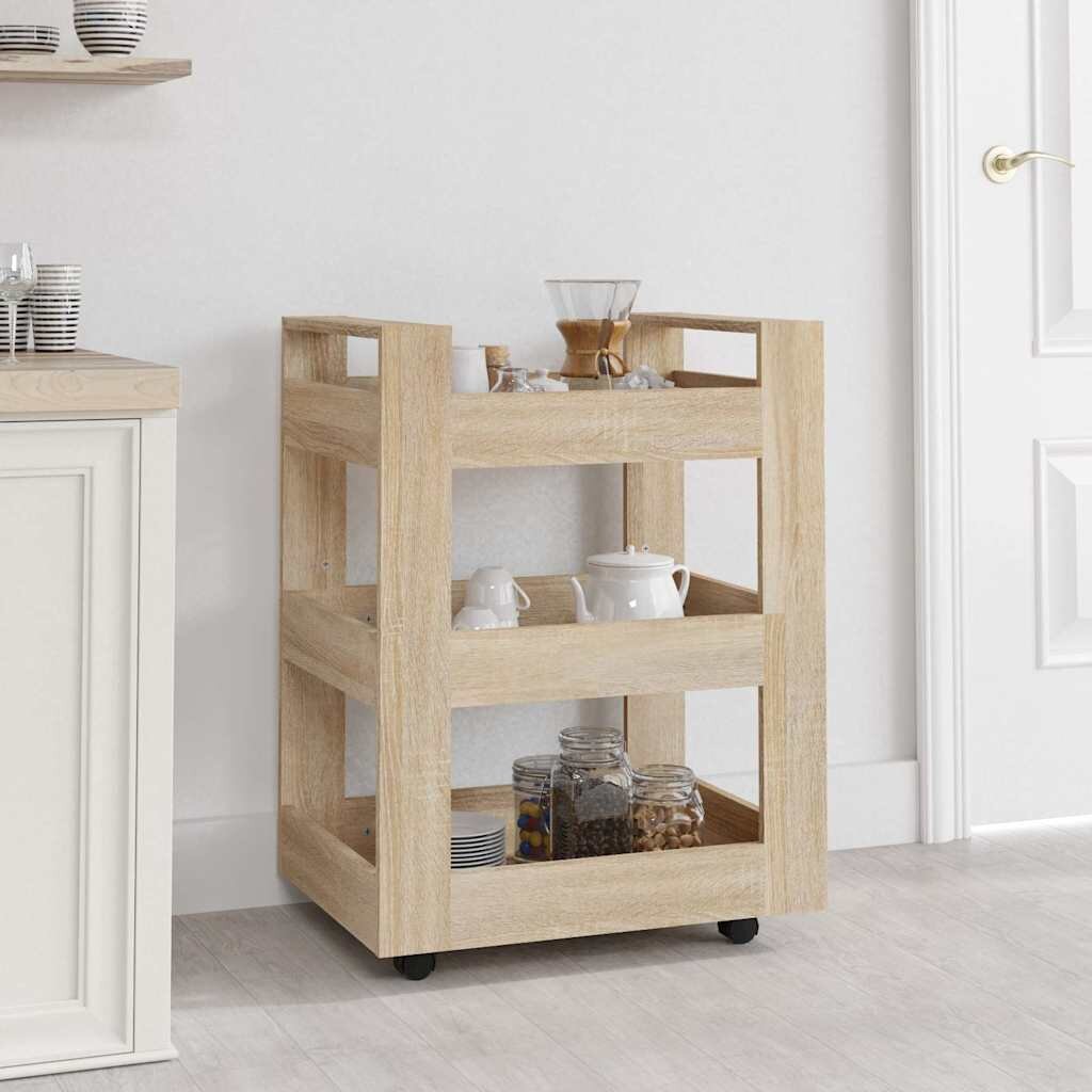 vidaXL Кухненска количка дъб сонома 60x45x80 см инженерно дърво