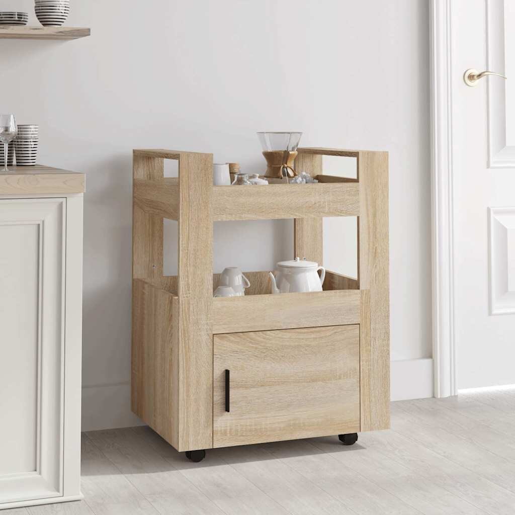 vidaXL Кухненска количка дъб сонома 60x45x80 см инженерно дърво