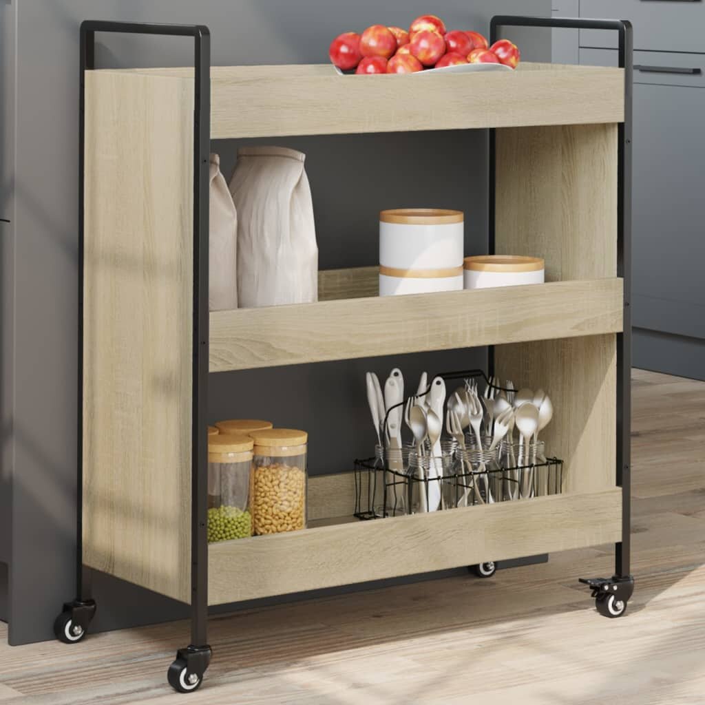 vidaXL Кухненска количка дъб сонома 70x30x82 см инженерно дърво