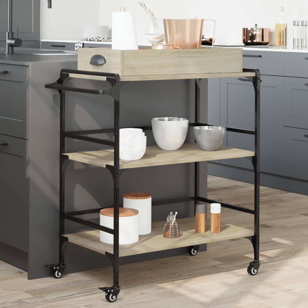 vidaXL Кухненска количка дъб сонома 815x41x925 см инженерно дърво