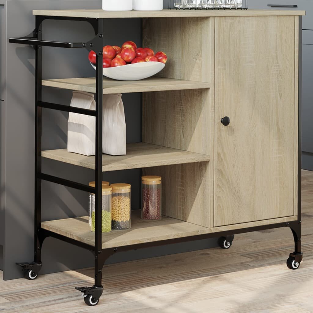 vidaXL Кухненска количка дъб сонома 875x385x845 см инженерно дърво