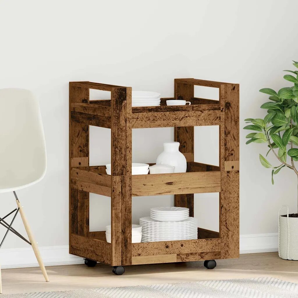 vidaXL Кухненска количка Дъбова дървесина 60 x 45 x 80 см