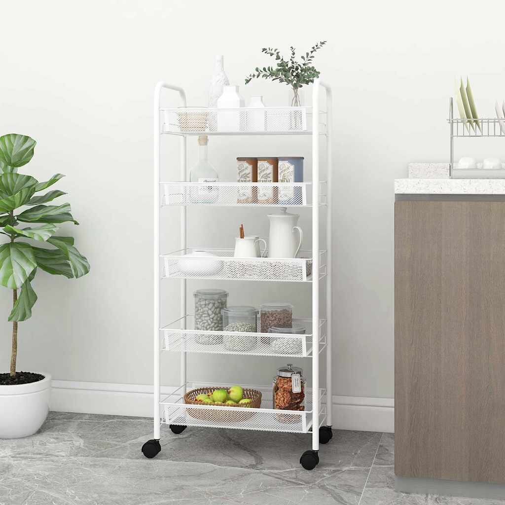 vidaXL Кухненска количка на 5 нива черна 46x26x105 см желязо