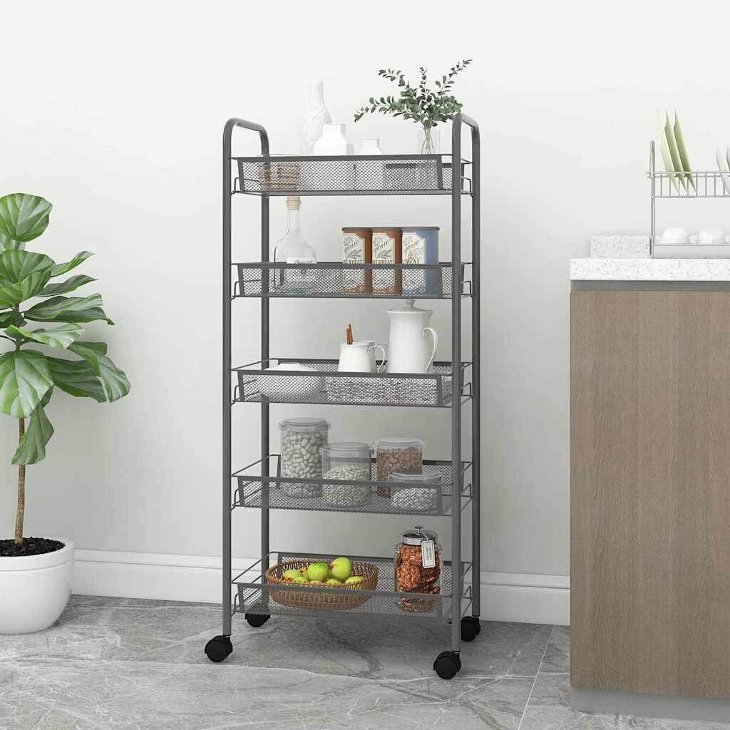 vidaXL Кухненска количка на 5 нива сива 46x26x105 см желязо