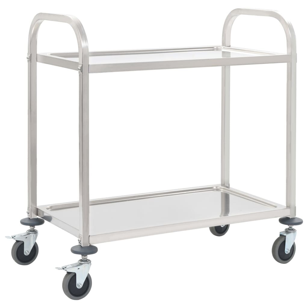 vidaXL Кухненска количка с 2 рафта 95x45x835 см неръждаема стомана