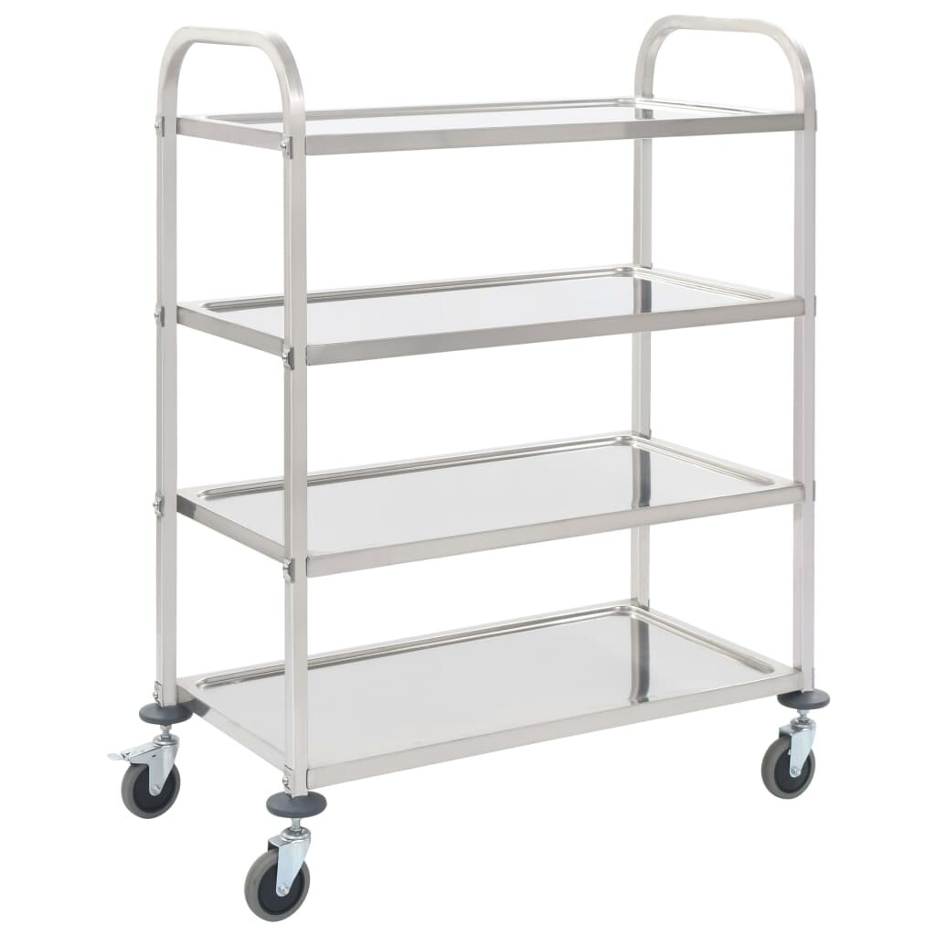 vidaXL Кухненска количка с 4 рафта 107x55x125 см неръждаема стомана