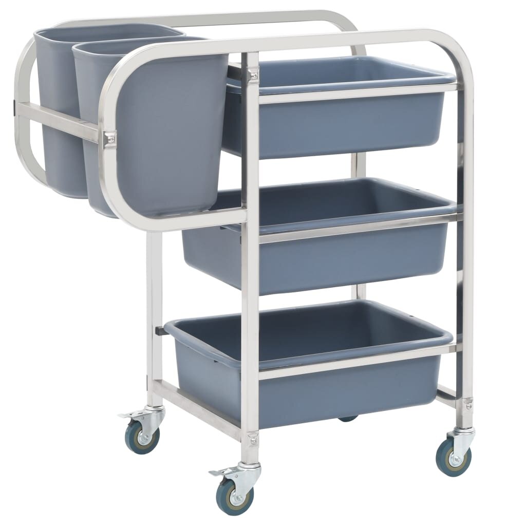 vidaXL Кухненска количка с пластмасови контейнери 82x435x93 см