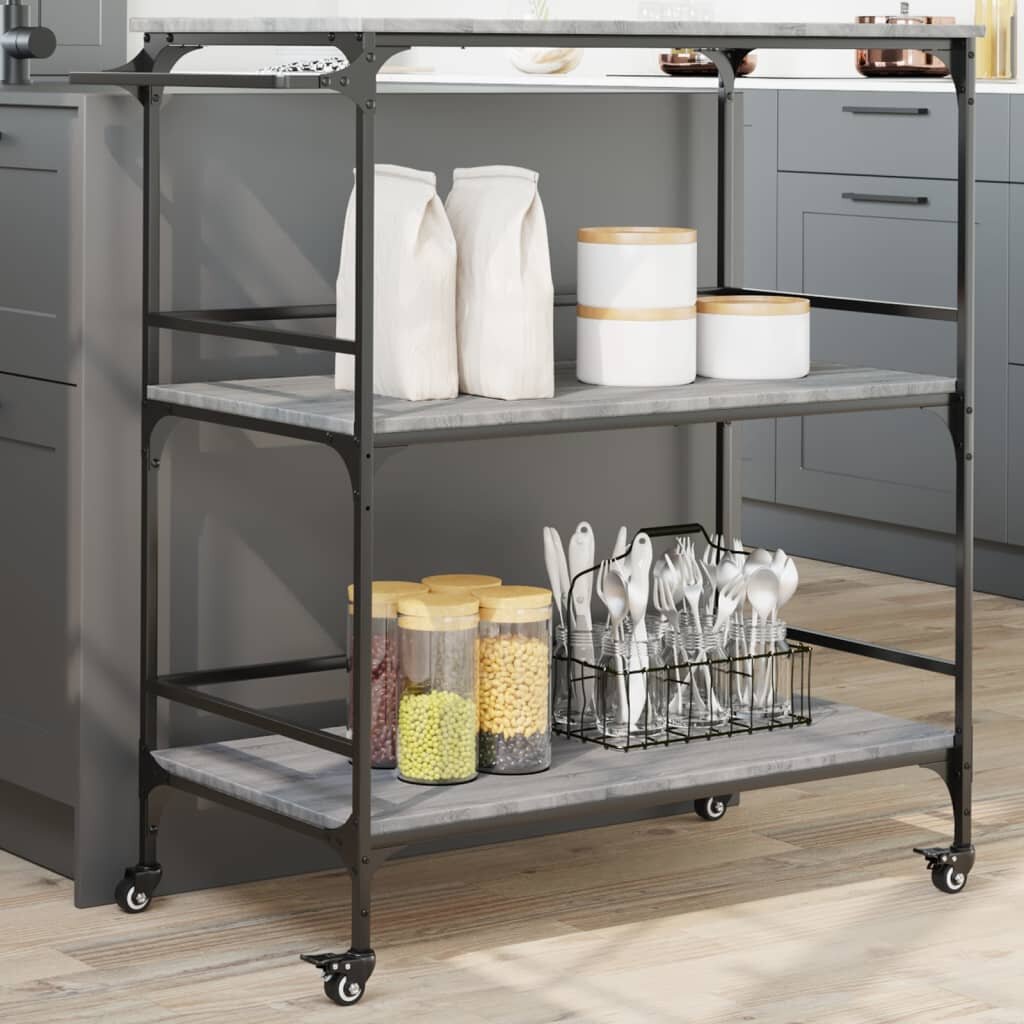 vidaXL Кухненска количка сив сонома 1005x50x105 см инженерно дърво