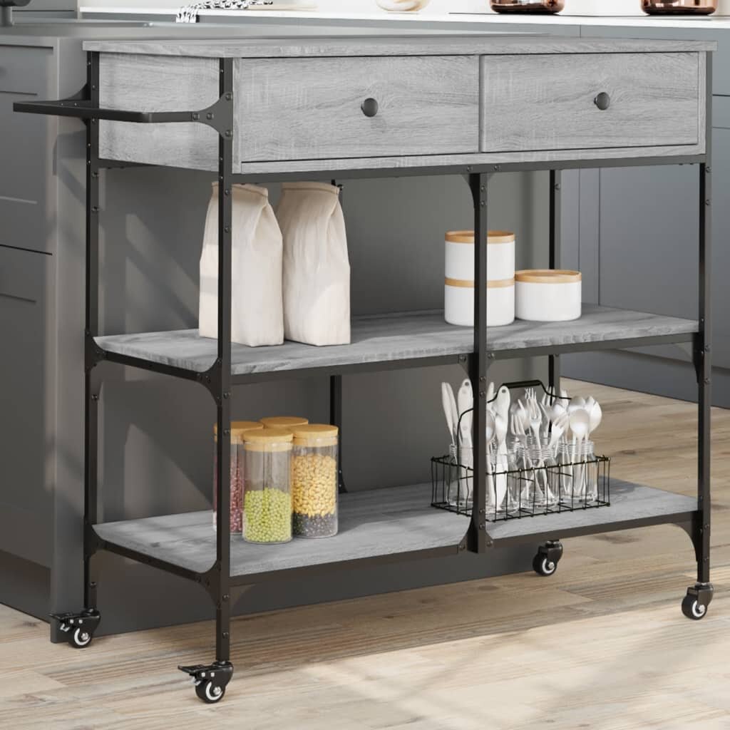 vidaXL Кухненска количка сив сонома 105x42x95 см инженерно дърво