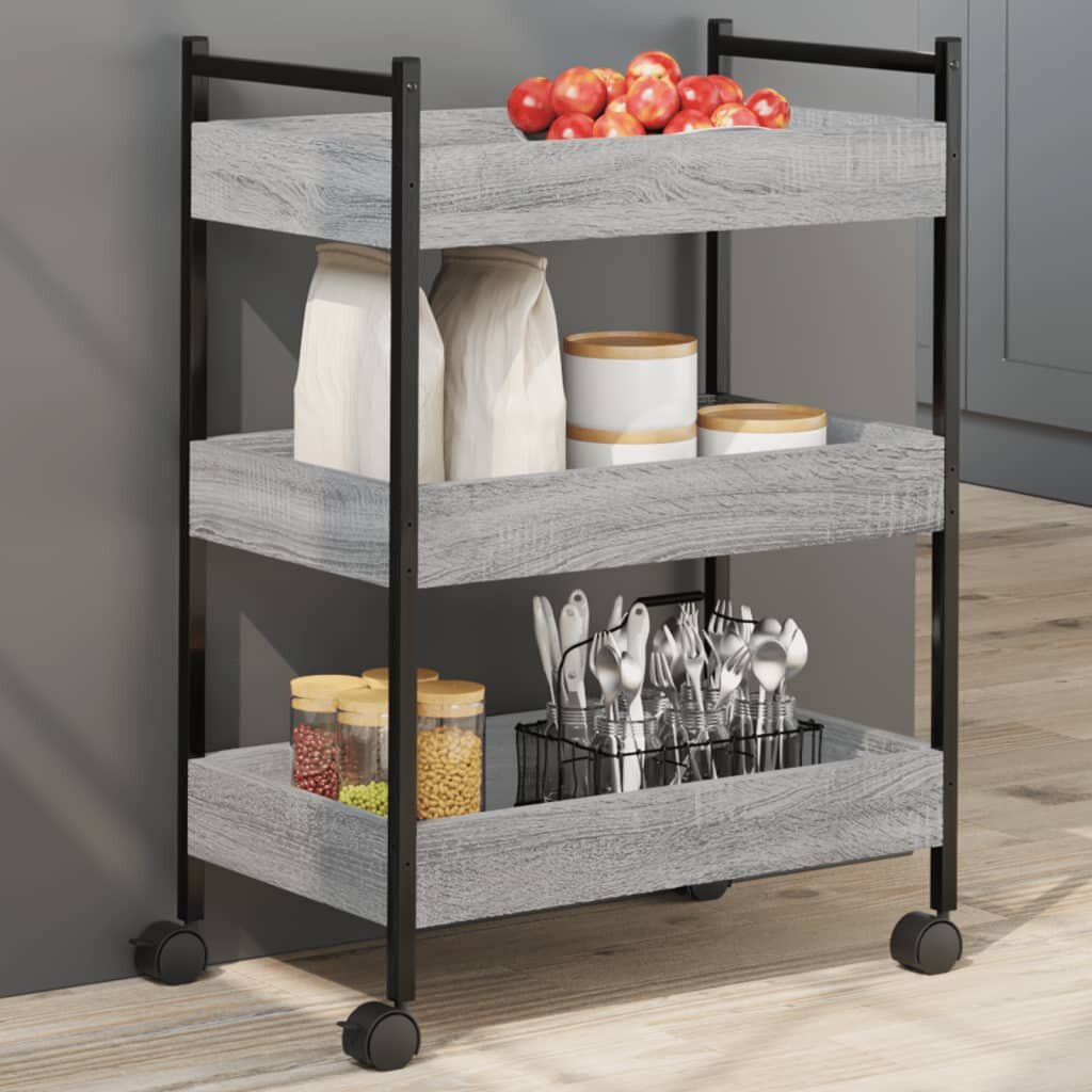vidaXL Кухненска количка сив сонома 50x30x70 см инженерно дърво