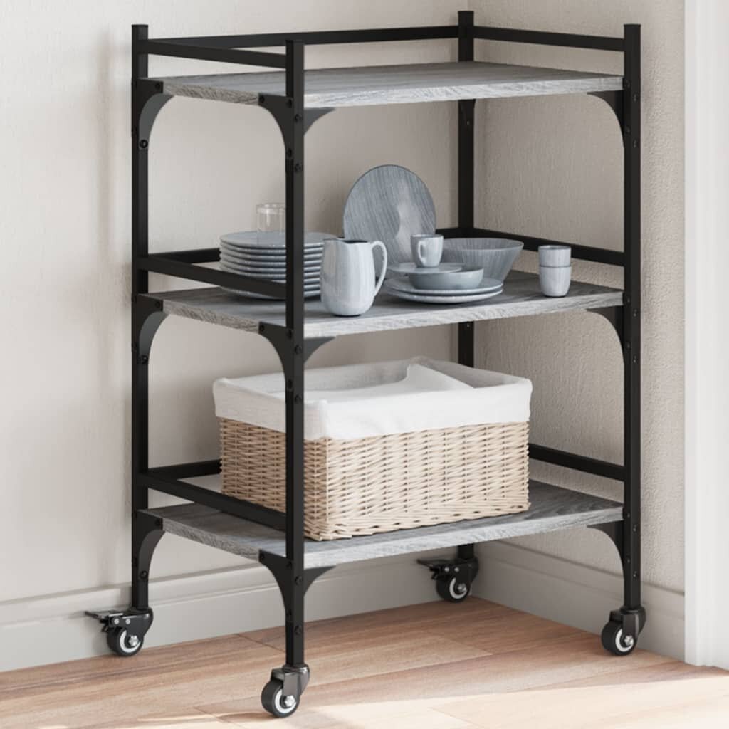 vidaXL Кухненска количка сив сонома 50x35x755 см инженерно дърво