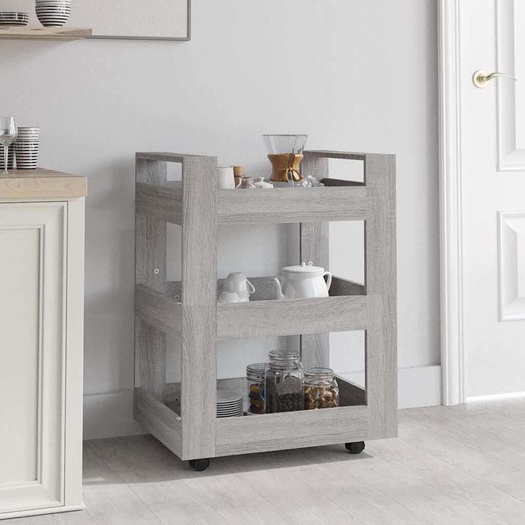 vidaXL Кухненска количка сив сонома 60x45x80 см инженерно дърво