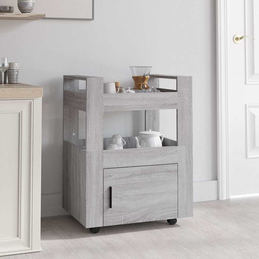 vidaXL Кухненска количка сив сонома 60x45x80 см инженерно дърво