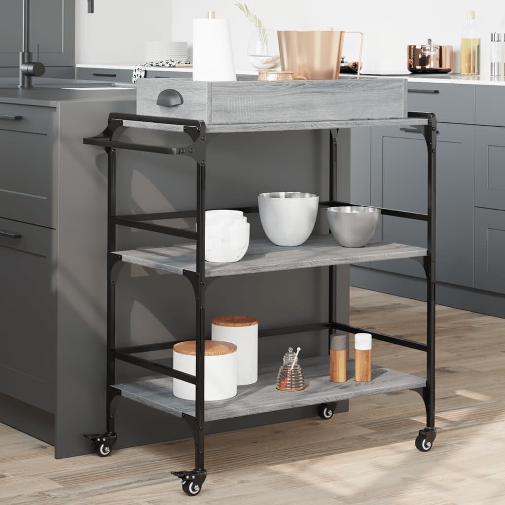 vidaXL Кухненска количка сив сонома 815x41x925 см инженерно дърво