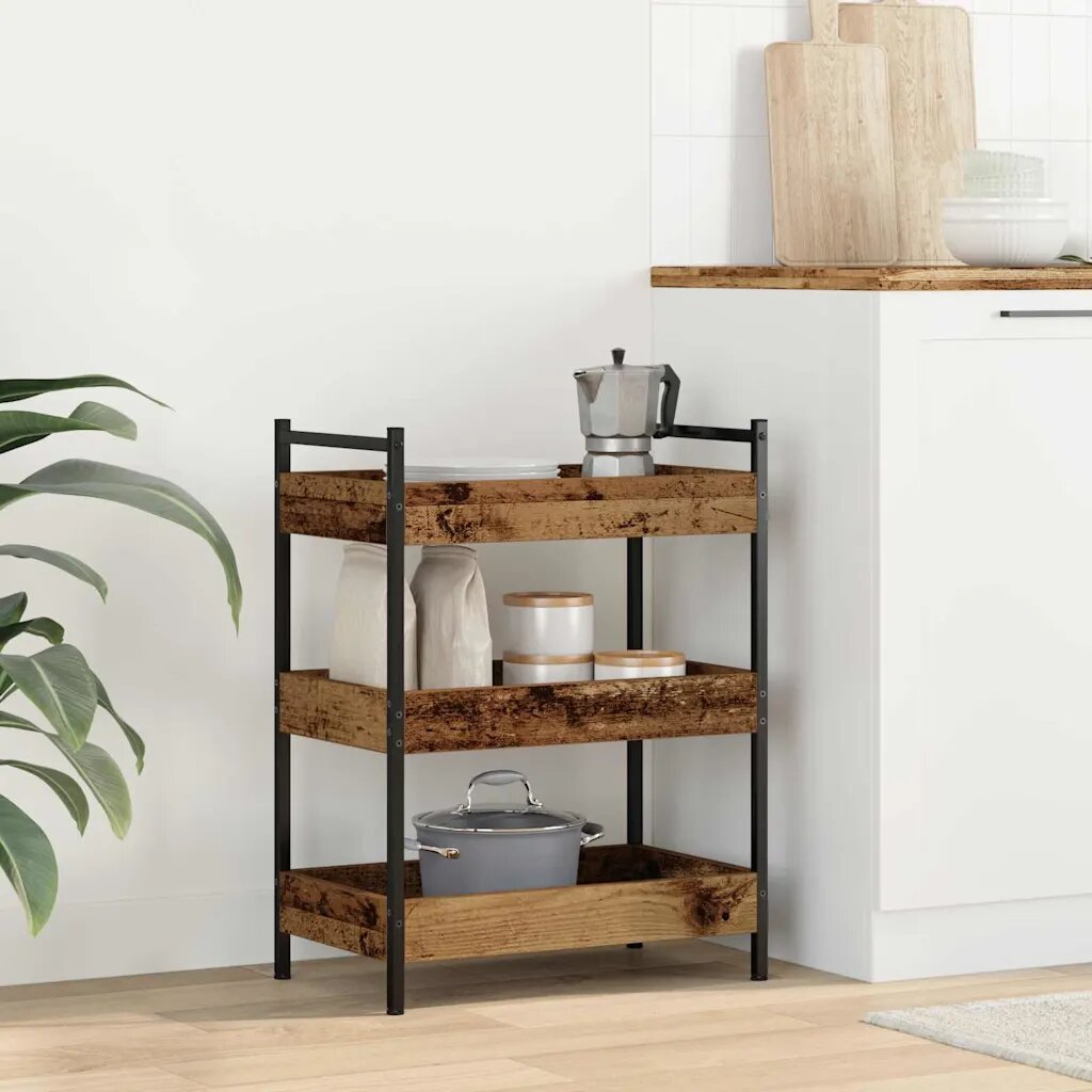 vidaXL Кухненска количка Старо дърво 50 x 30 x 70 см