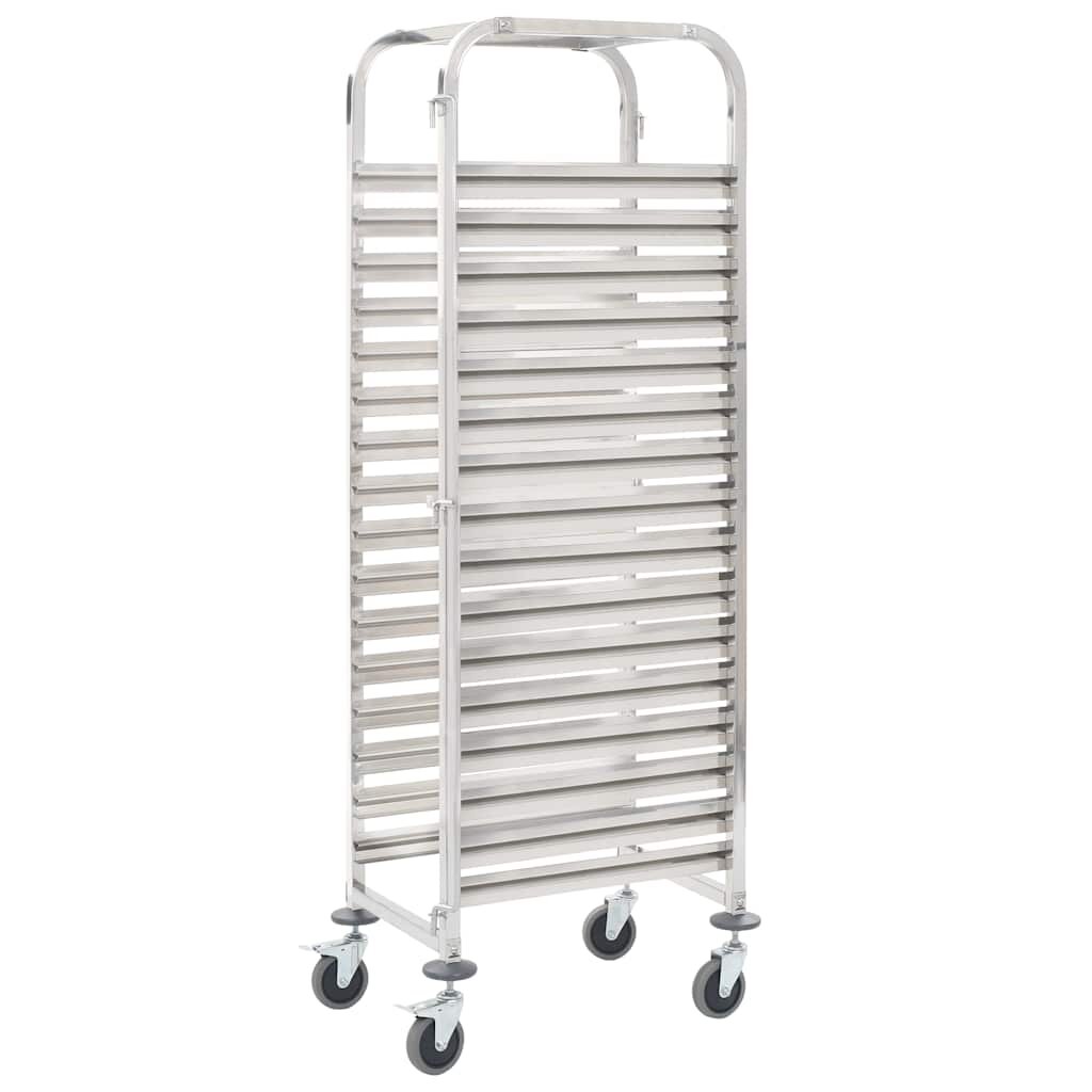 vidaXL Кухненска количка за 16 табли 38x55x163 см инокс