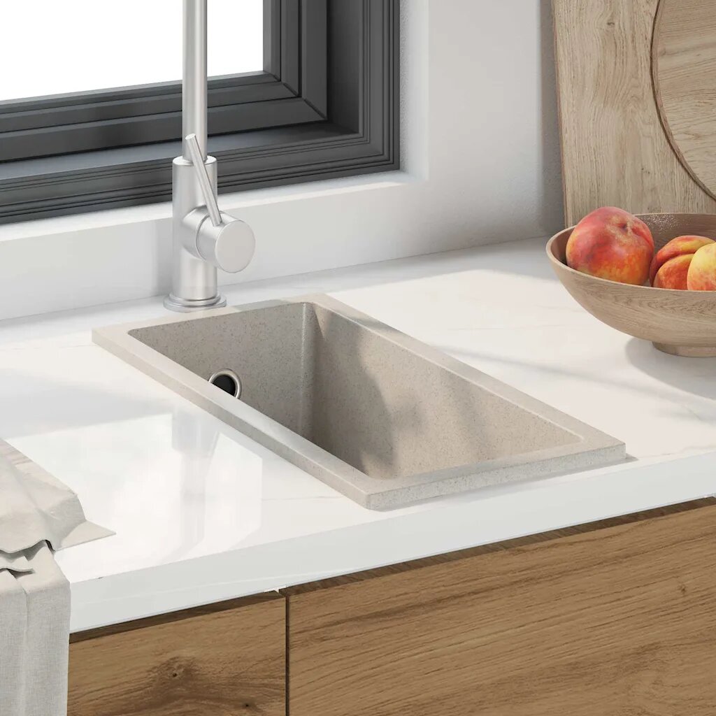 vidaXL Кухненска мивка Бежово 21 x 44 x 14 см Гранит