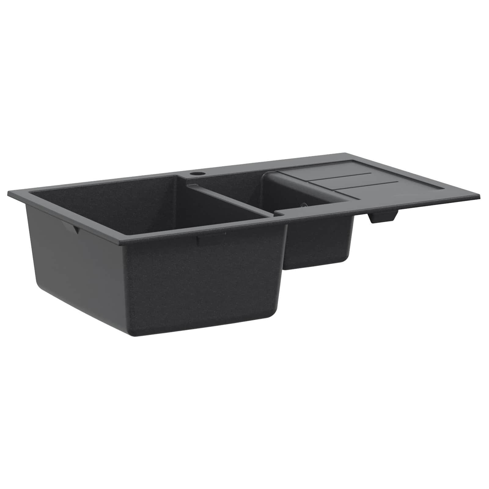 vidaXL Кухненска мивка с две корита Гранит 80 x 50 x 30.5 см Графит
