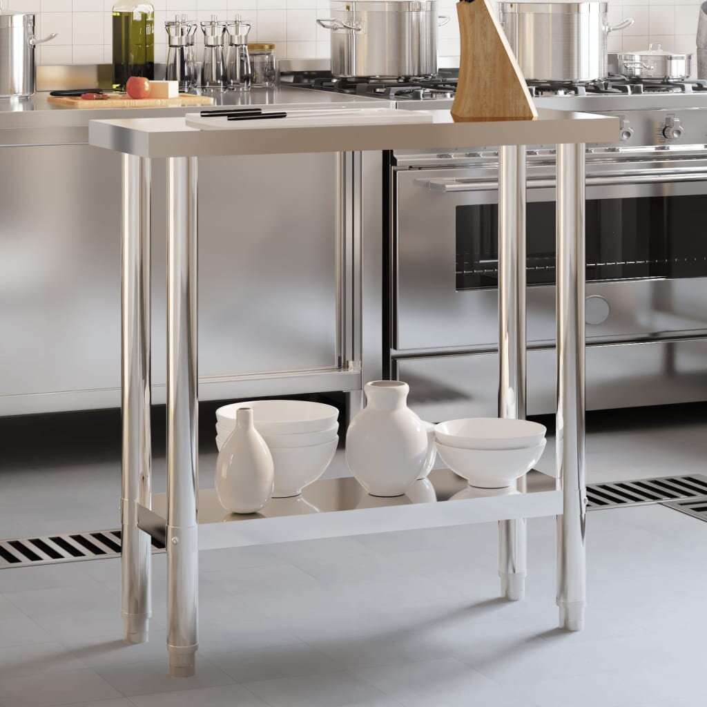 vidaXL Кухненска работна маса 825x30x85 см неръждаема стомана