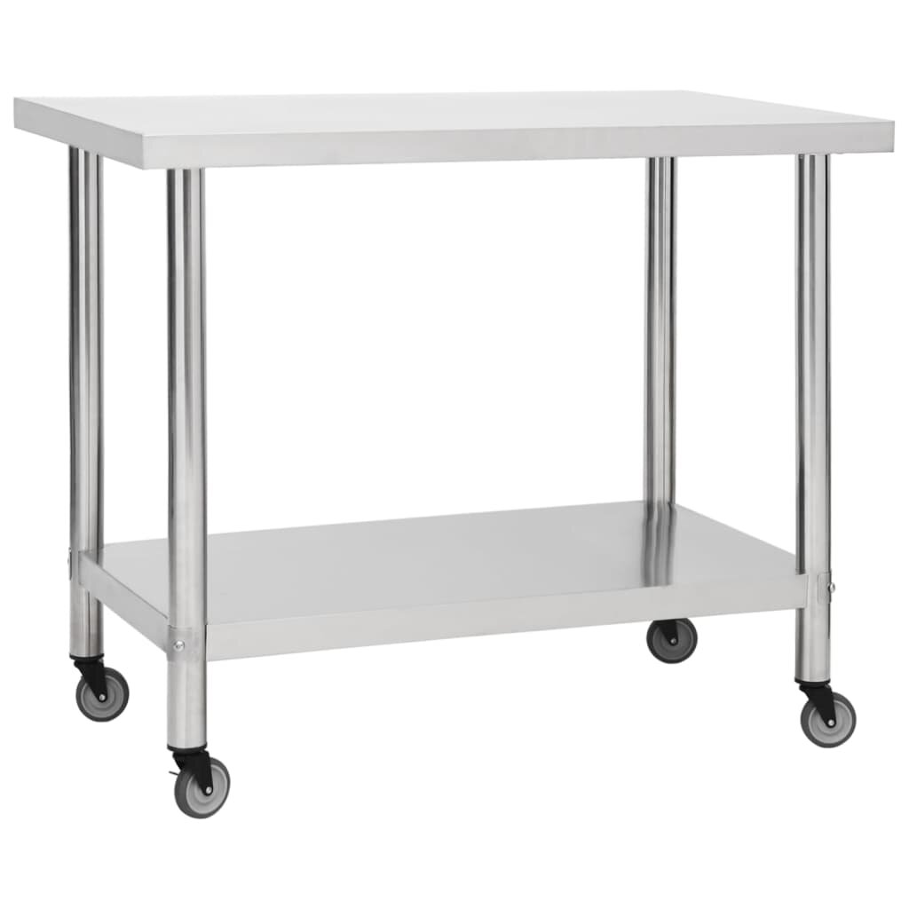 vidaXL Кухненска работна маса с колелца 100x60x85 см инокс