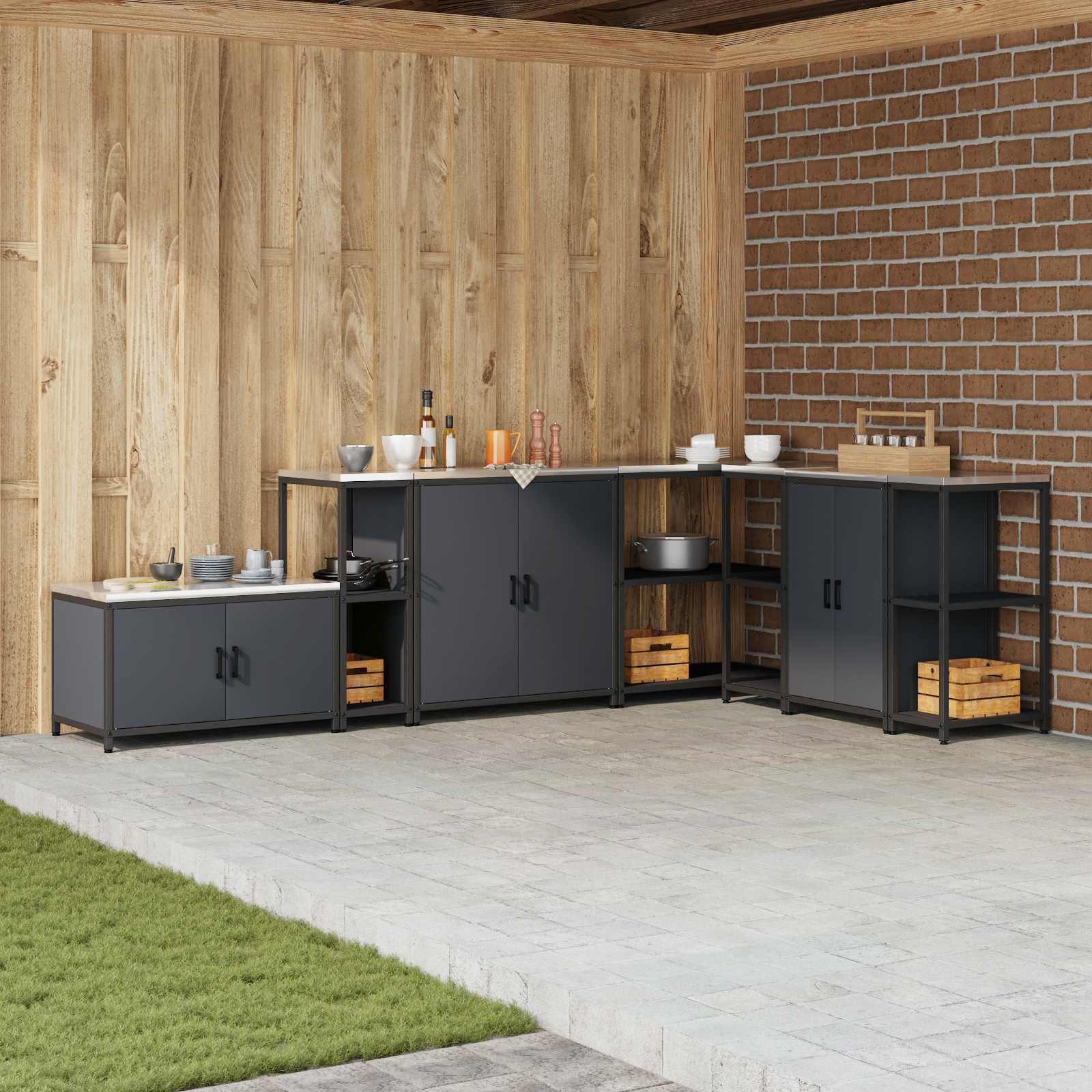 vidaXL Кухненска рафтова единица HATTEM Антрацит 30 x 50 x 92 см