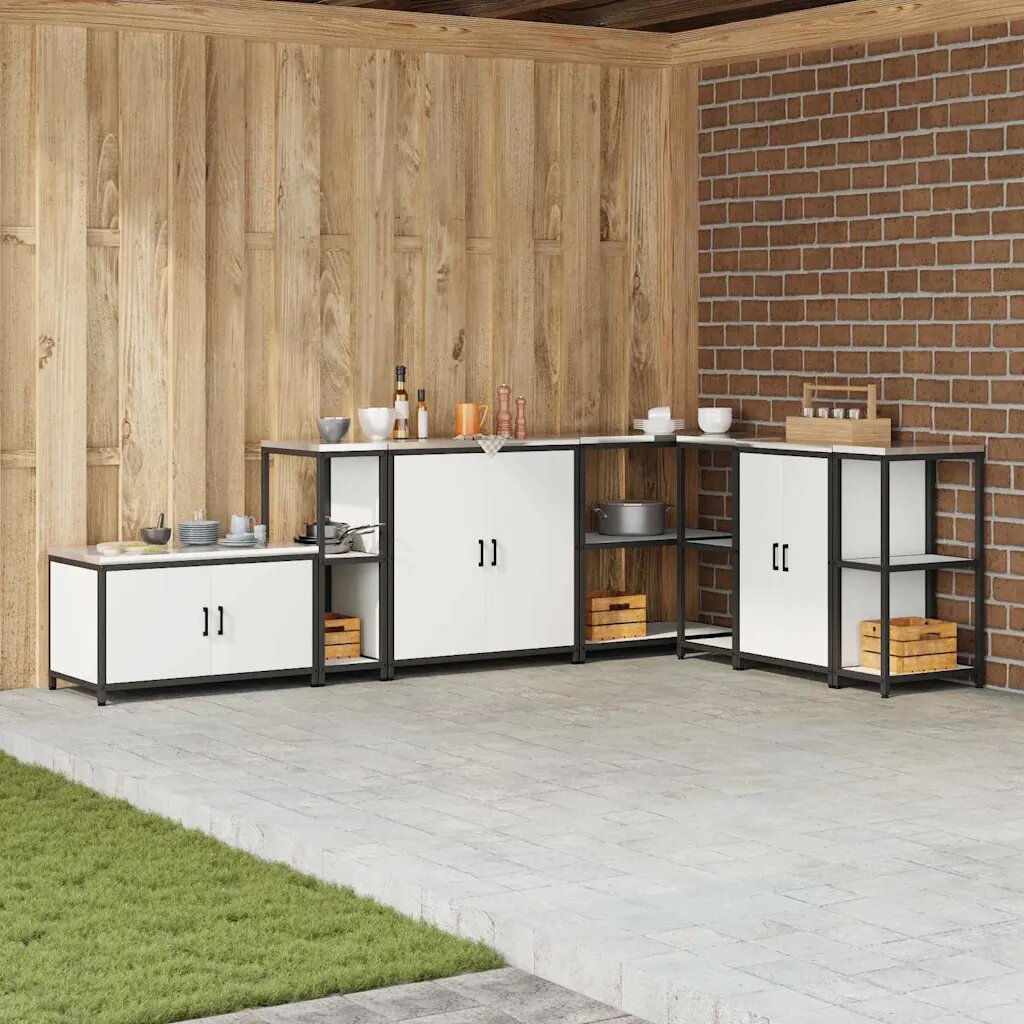 vidaXL Кухненска рафтова единица HATTEM Бяло 30 x 50 x 92 см Стомана