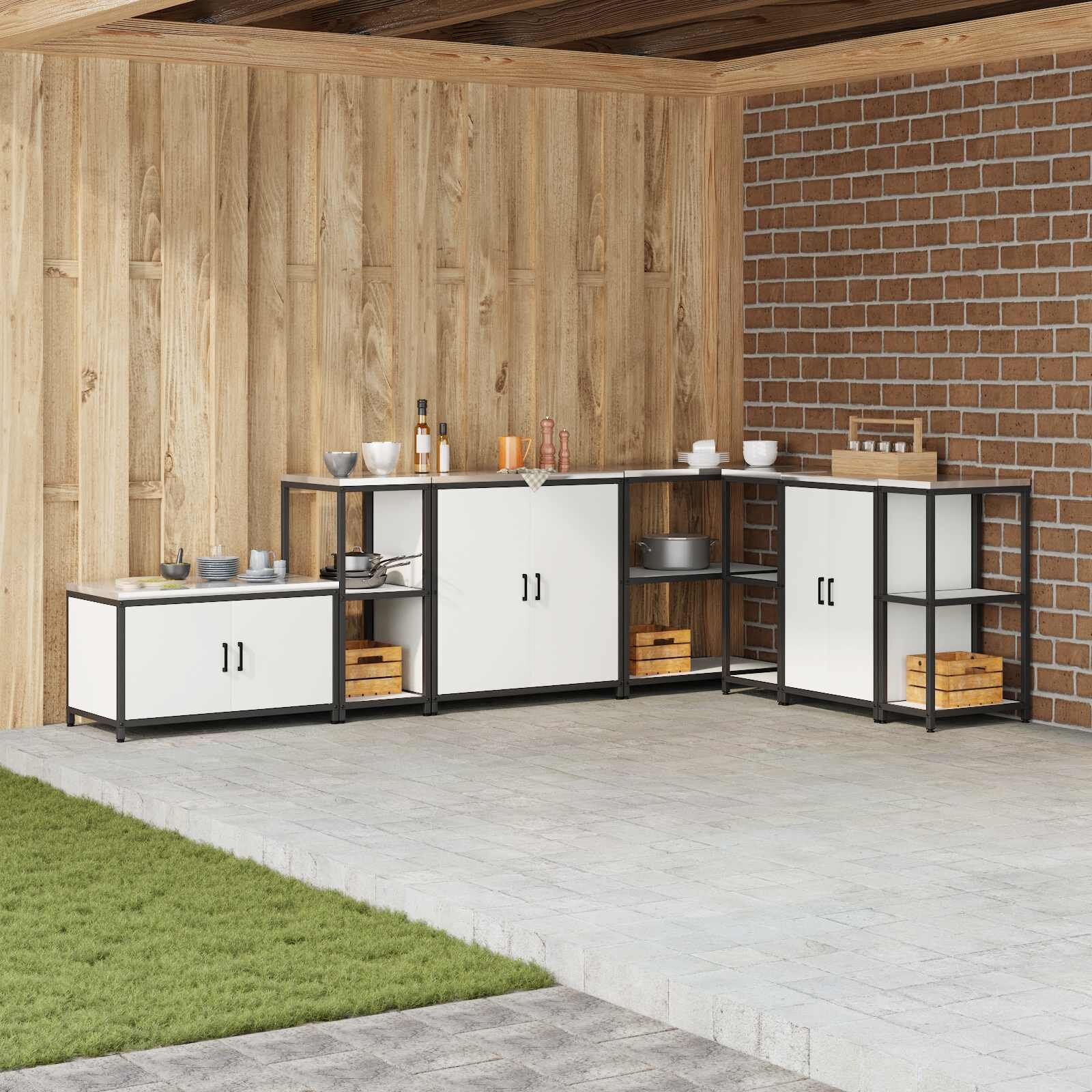 vidaXL Кухненска рафтова единица HATTEM Бяло 40 x 50 x 92 см Стомана