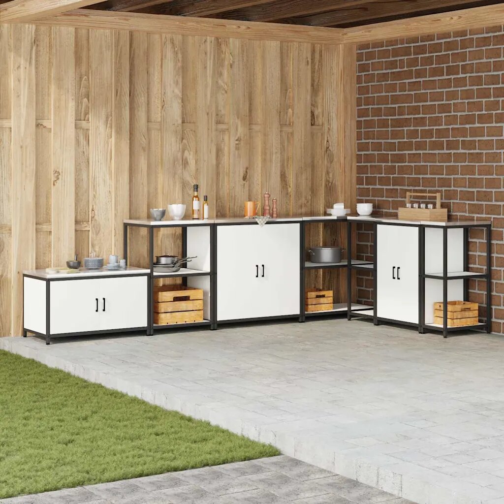 vidaXL Кухненска рафтова единица HATTEM Бяло 60 x 50 x 92 см Стомана