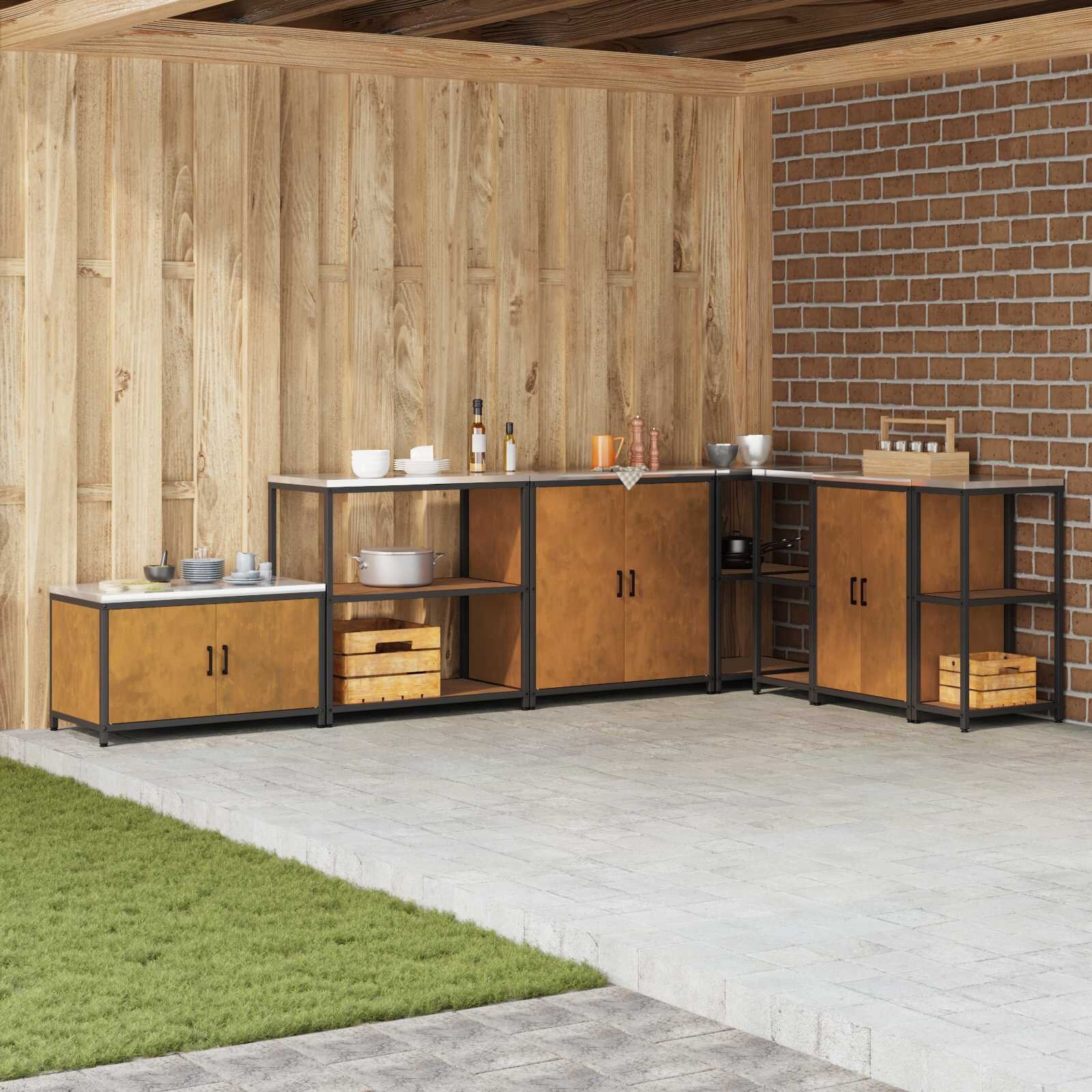 vidaXL Кухненска рафтова единица HATTEM Ръждясало 90 x 50 x 92 см
