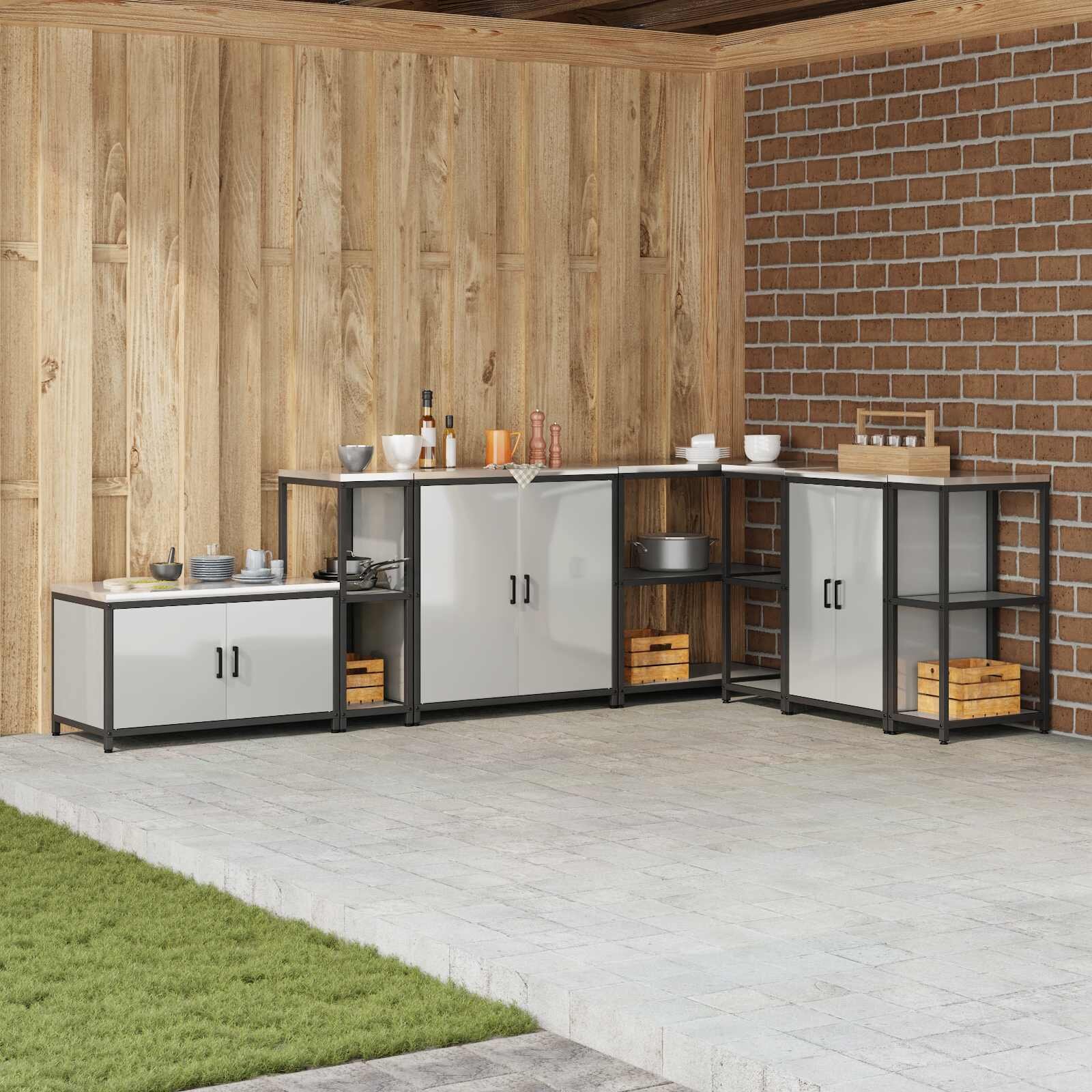 vidaXL Кухненска рафтова единица HATTEM Сребристо 30 x 50 x 92 см
