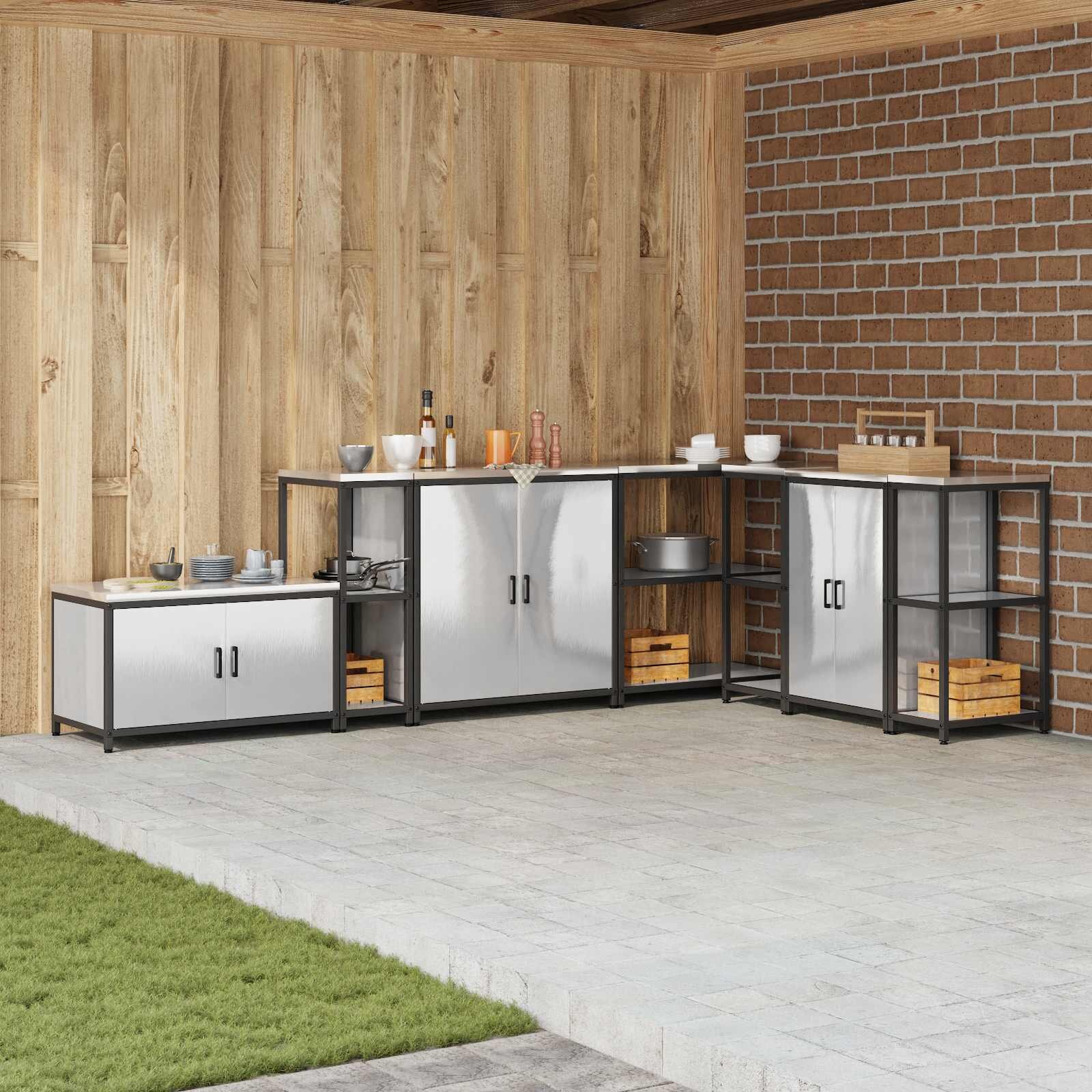 vidaXL Кухненска рафтова единица HATTEM Сребристо 30 x 50 x 92 см