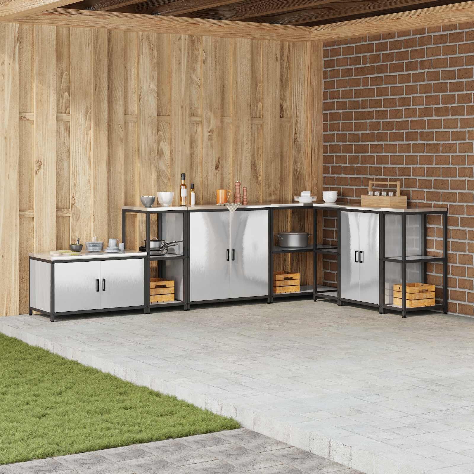 vidaXL Кухненска рафтова единица HATTEM Сребристо 40 x 50 x 92 см