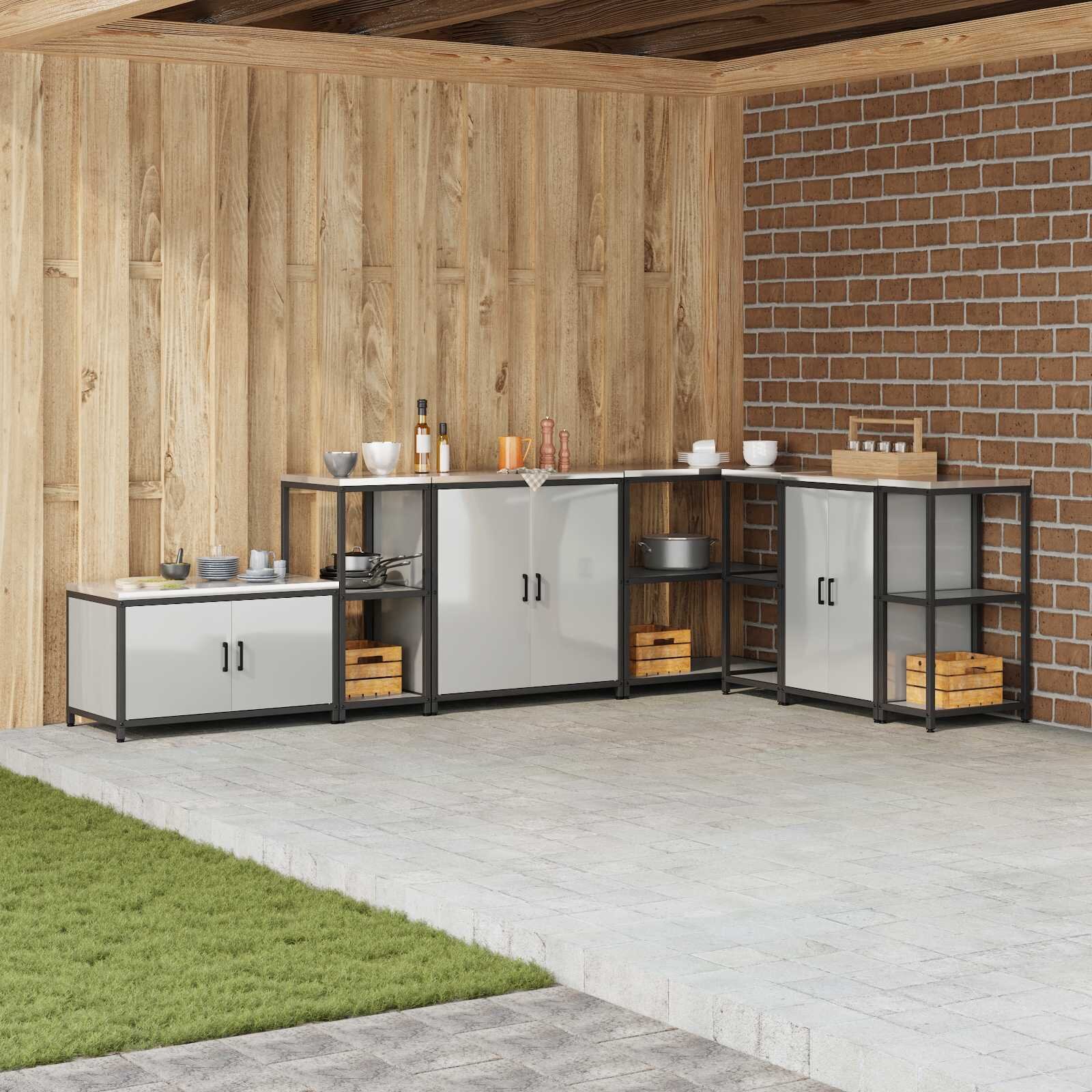 vidaXL Кухненска рафтова единица HATTEM Сребристо 40 x 50 x 92 см