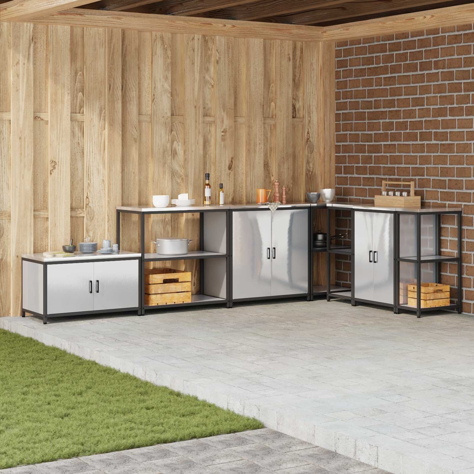 vidaXL Кухненска рафтова единица HATTEM Сребристо 90 x 50 x 92 см