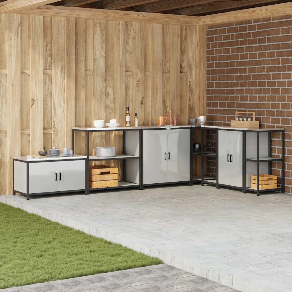 vidaXL Кухненска рафтова единица HATTEM Сребристо 90 x 50 x 92 см