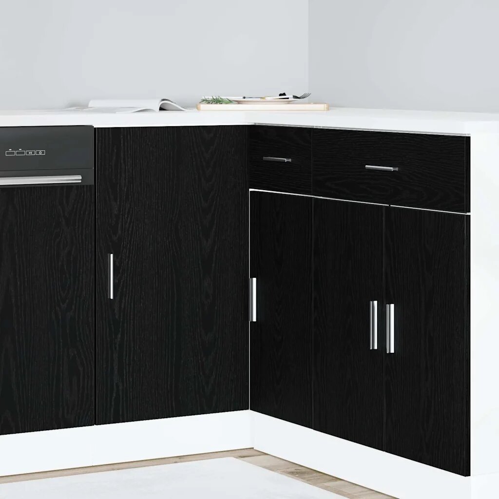 vidaXL Кухненски ъглов основен шкаф Черен дъб 86 x 46 x 815 см