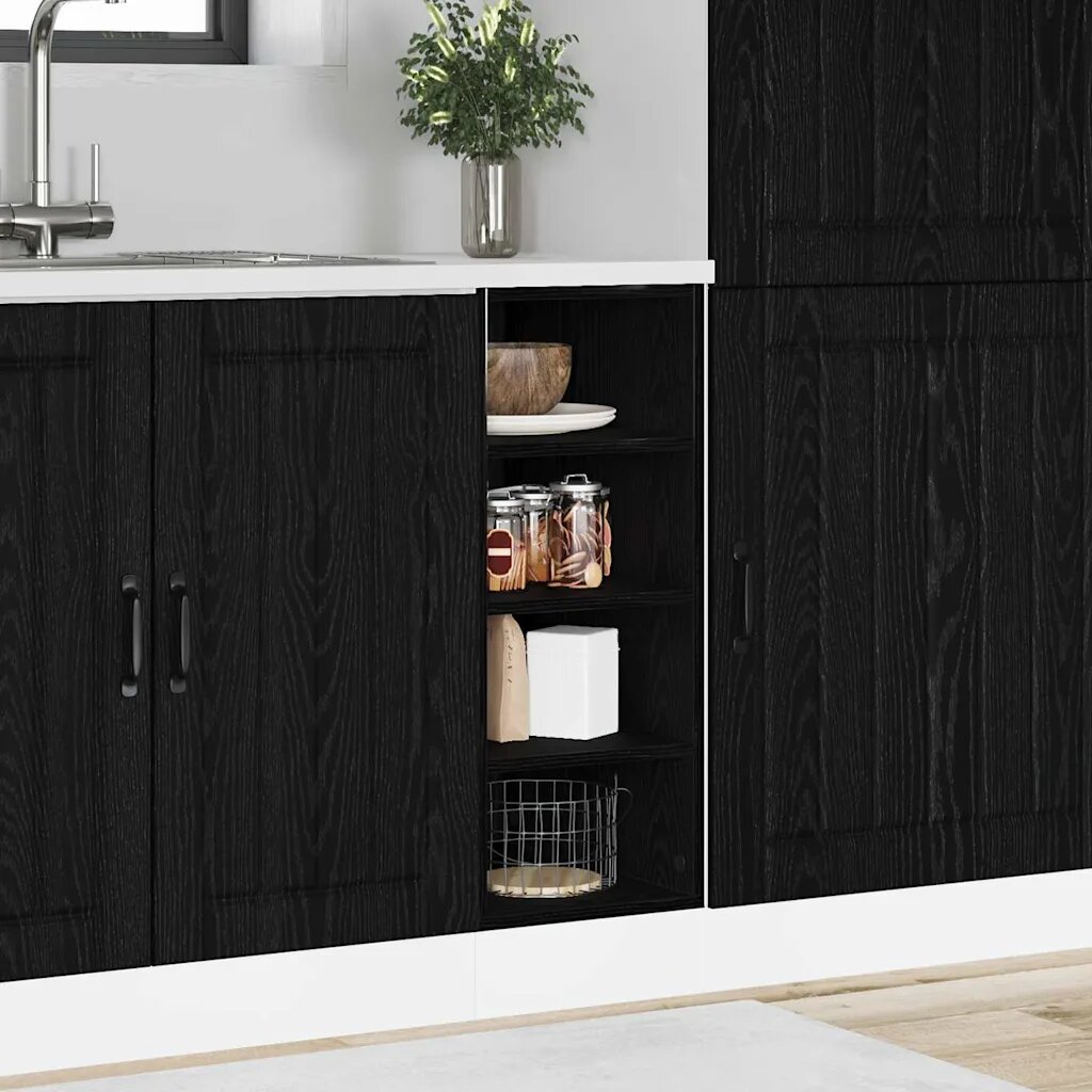 vidaXL Кухненски базов шкаф Черен дъб 30 x 445 x 815 см