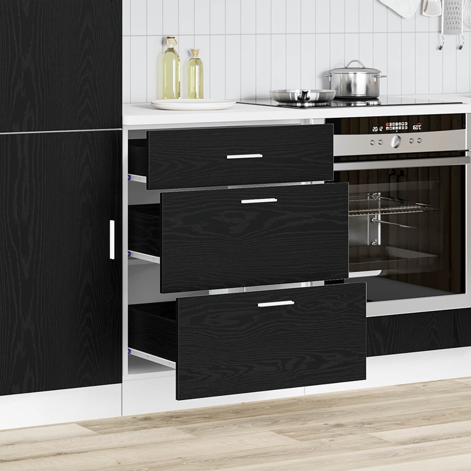 vidaXL Кухненски базов шкаф Черния дъб 60 x 46 x 815 см