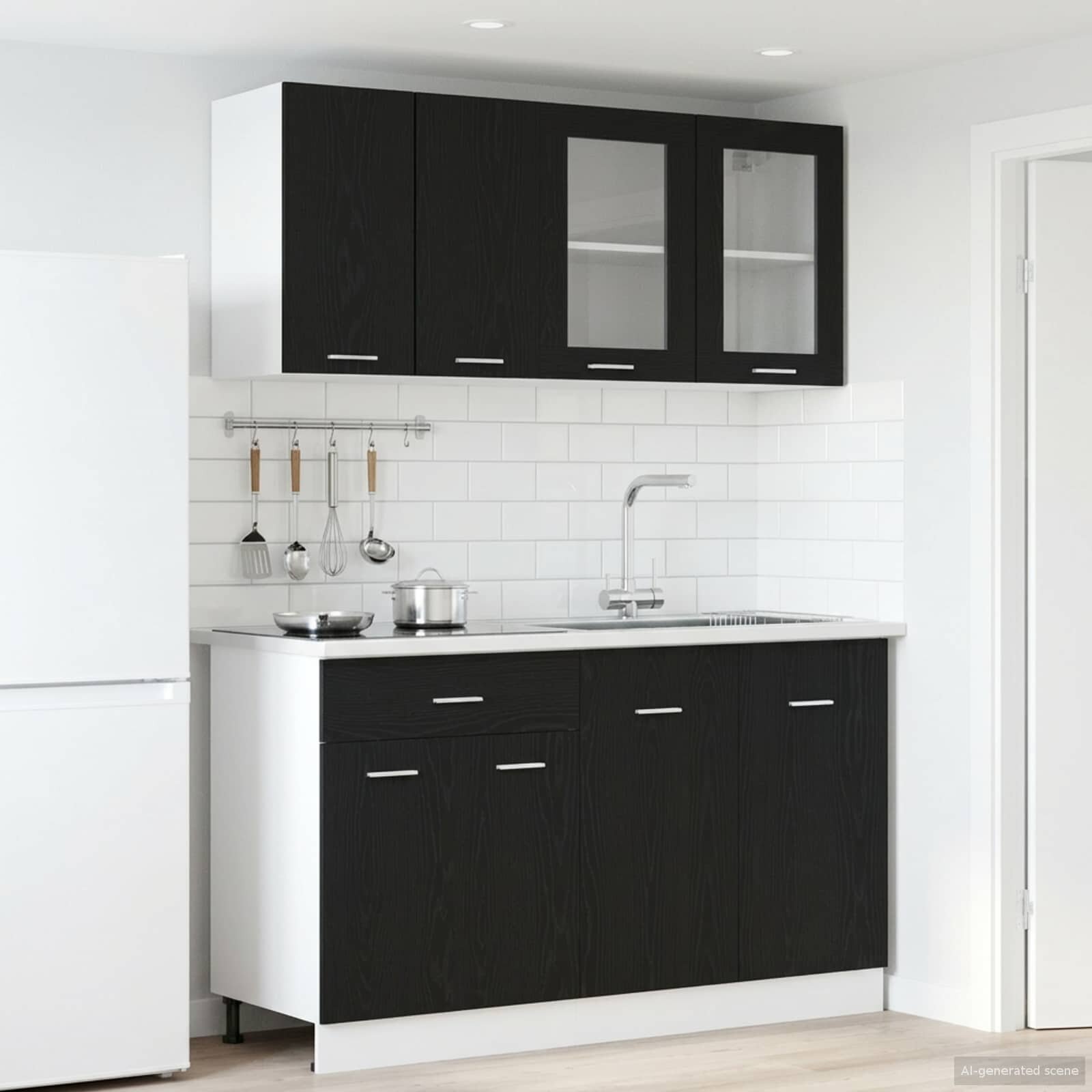 vidaXL Кухненски единица LYON 4 бр. Черен дъб Инженерна дървесина