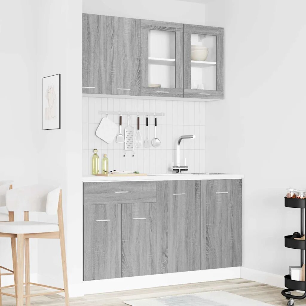 vidaXL Кухненски единица LYON 4 бр. Сив Сонома Инженерна дървесина