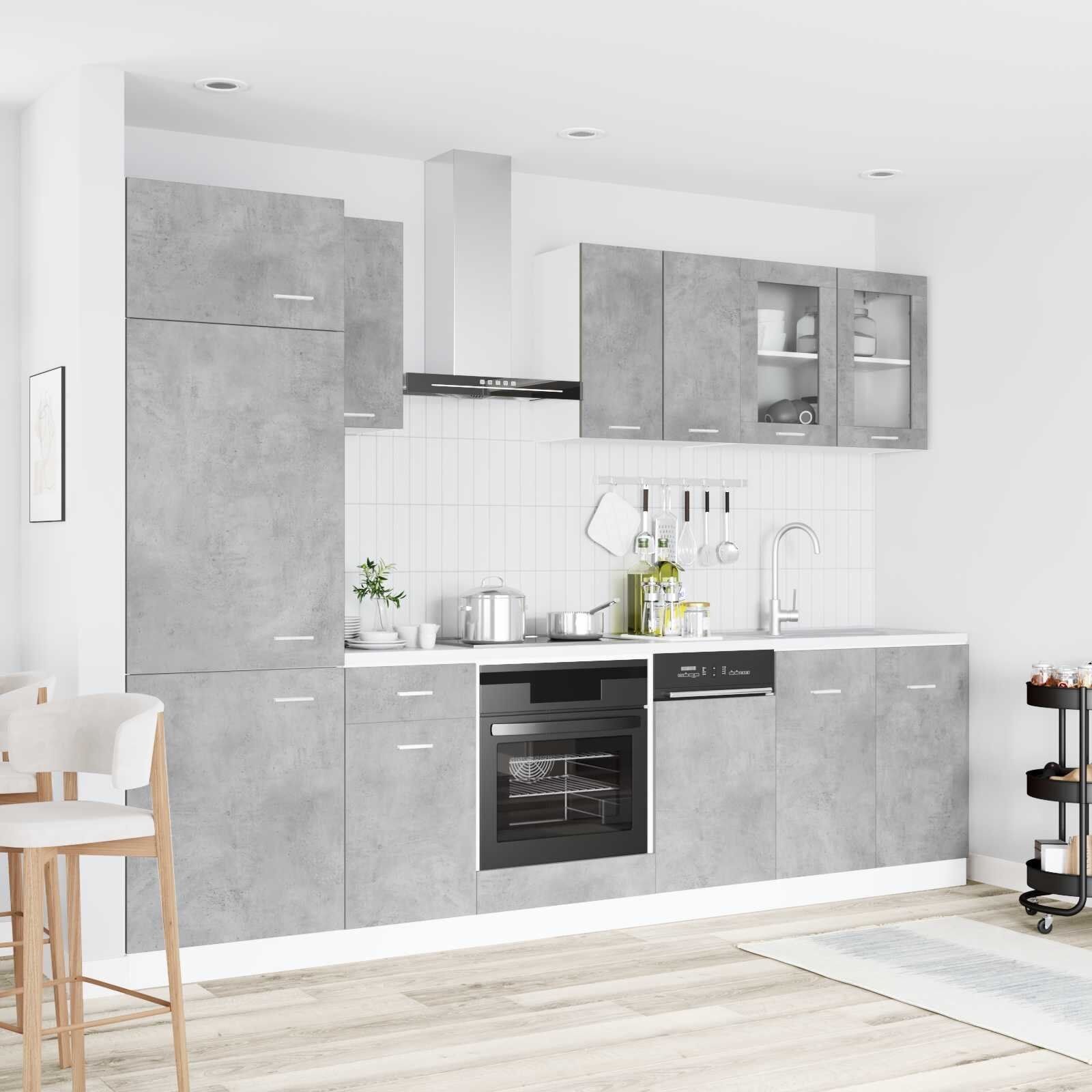 vidaXL Кухненски единица Lyon 8 бр. Бетонно сиво Инженерна дървесина