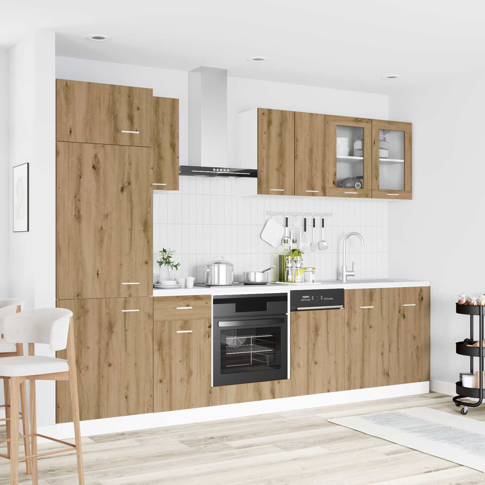 vidaXL Кухненски единица Lyon 8 бр. Дъб артизан Инженерна дървесина